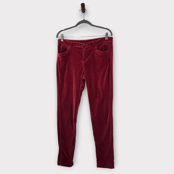 Vera Wang Burgundy Velvet Skinny Jeans Size 8 Oxblood Red Skinny Velvet Pants - Picture 1 of 11
